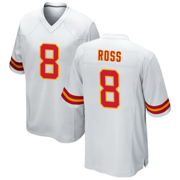 Justyn Ross Chiefs Number 8 White Stitched Game Football Jersey
