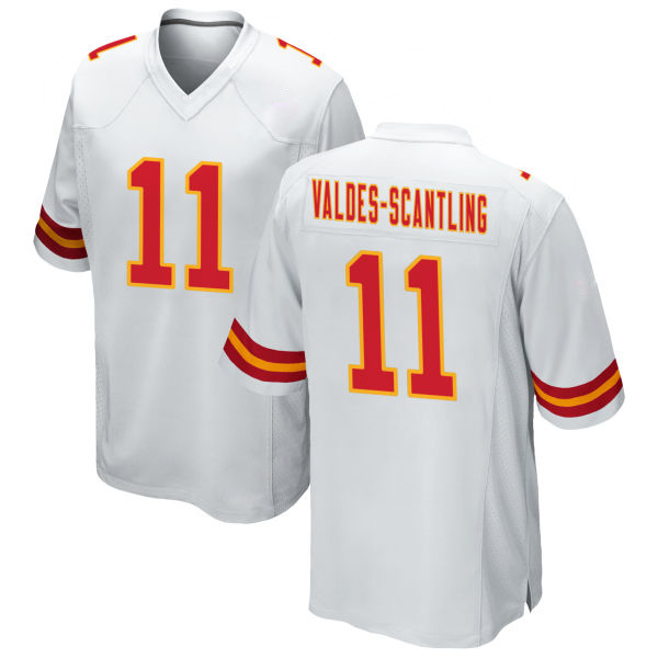Marquez Valdes-Scantling Chiefs Number 11 White Game Stitched Football Jersey