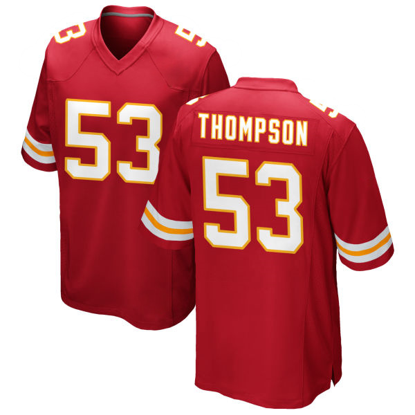 BJ Thompson Stitched Chiefs Number 53 Red Game Football Jersey