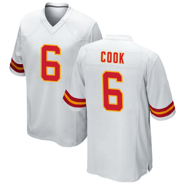 Bryan Cook Chiefs Number 6 White Stitched Game Football Jersey