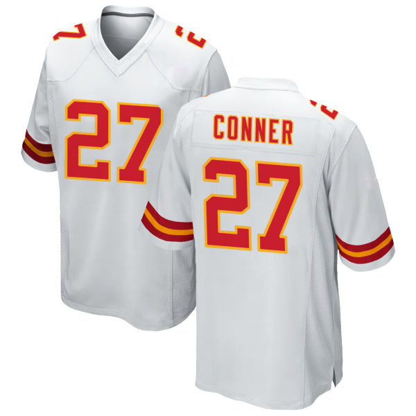 Stitched Chamarri Conner Chiefs Number 27 White Game Football Jersey