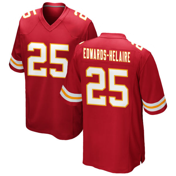 Clyde Edwards-Helaire Chiefs Number 25 Red Game Stitched Football Jersey