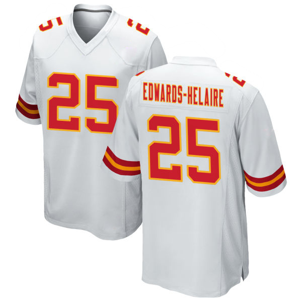 Clyde Edwards-Helaire Chiefs Number 25 White Game Stitched Football Jersey
