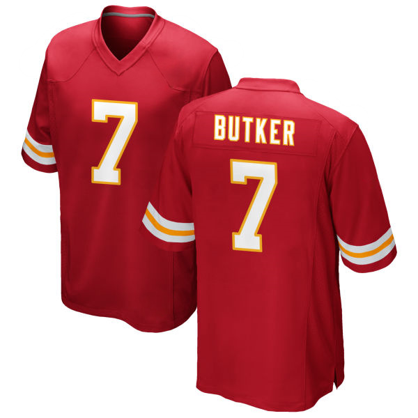 Harrison Butker Stitched Chiefs Number 7 Red Game Football Jersey