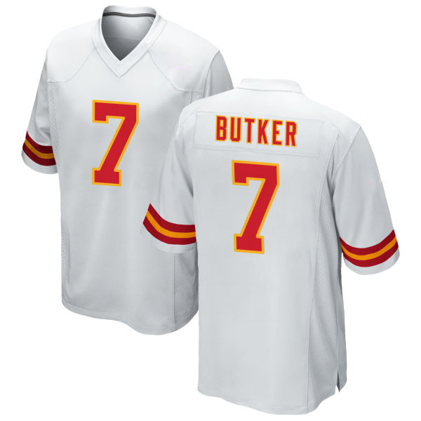 Stitched Harrison Butker Chiefs Number 7 White Game Football Jersey