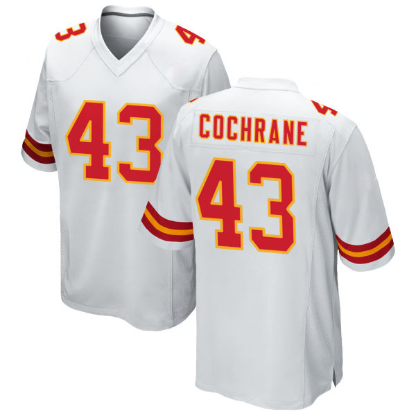 Jack Cochrane Chiefs Number 43 White Game Stitched Football Jersey
