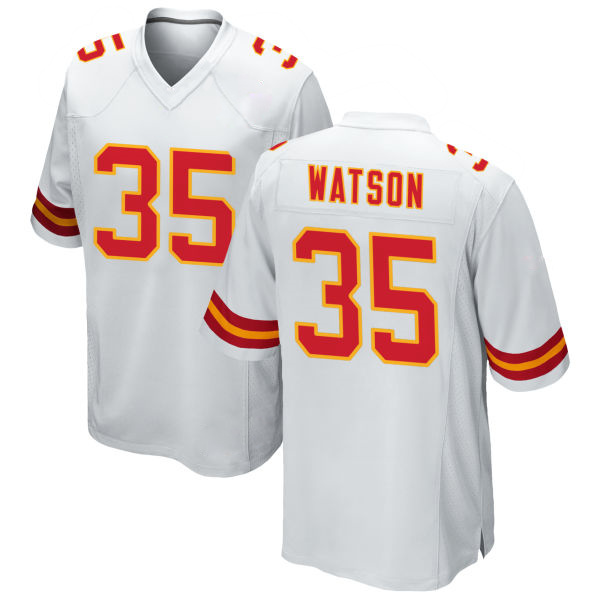 Jaylen Watson Chiefs Number 35 White Stitched Game Football Jersey