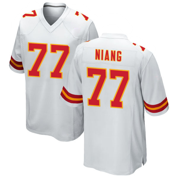 Lucas Niang Chiefs Number 77 Stitched White Game Football Jersey