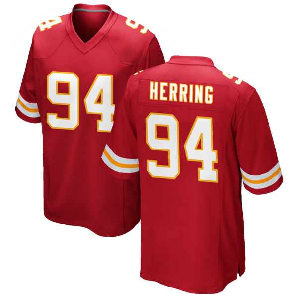 Stitched Malik Herring Chiefs Number 94 Red Game Football Jersey
