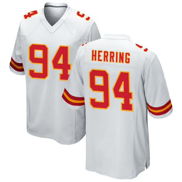 Malik Herring Chiefs Number 94 White Stitched Game Football Jersey