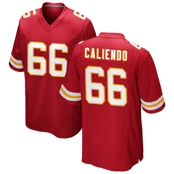Mike Caliendo Stitched Chiefs Number 66 Red Game Football Jersey