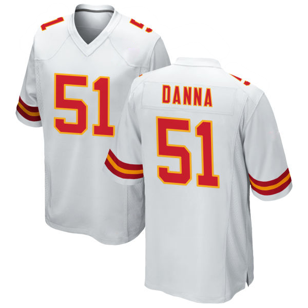 Mike Danna Chiefs Stitched Number 51 White Game Football Jersey