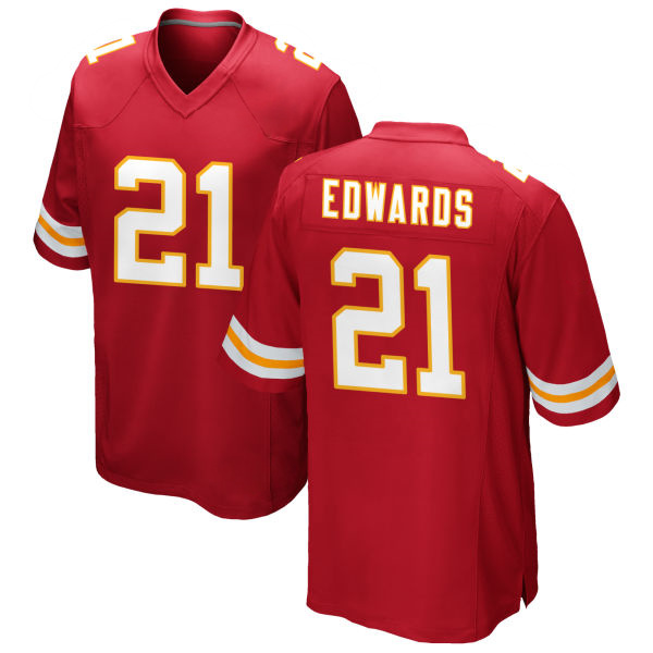 Mike Edwards Chiefs Number 21 Red Stitched Game Football Jersey
