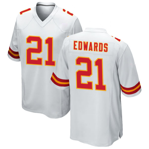 Mike Edwards Stitched Chiefs Number 21 White Game Football Jersey