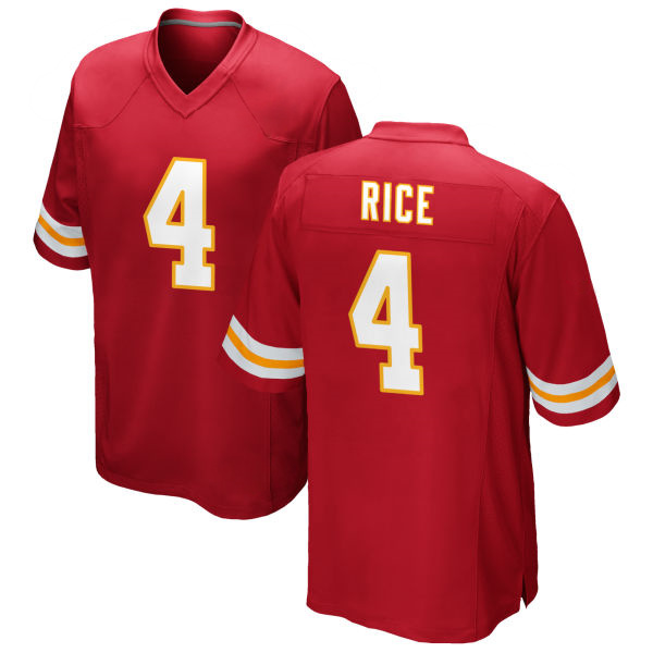 Stitched Rashee Rice Chiefs Number 4 Red Game Football Jersey