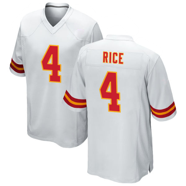 Rashee Rice Chiefs Number 4 Stitched White Game Football Jersey