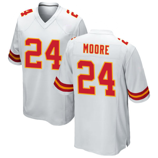 Skyy Moore Chiefs Stitched Number 24 White Game Football Jersey