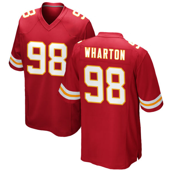 Tershawn Wharton Chiefs Stitched Number 98 Red Game Football Jersey