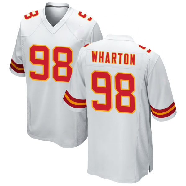 Tershawn Wharton Chiefs Stitched Number 98 White Game Football Jersey