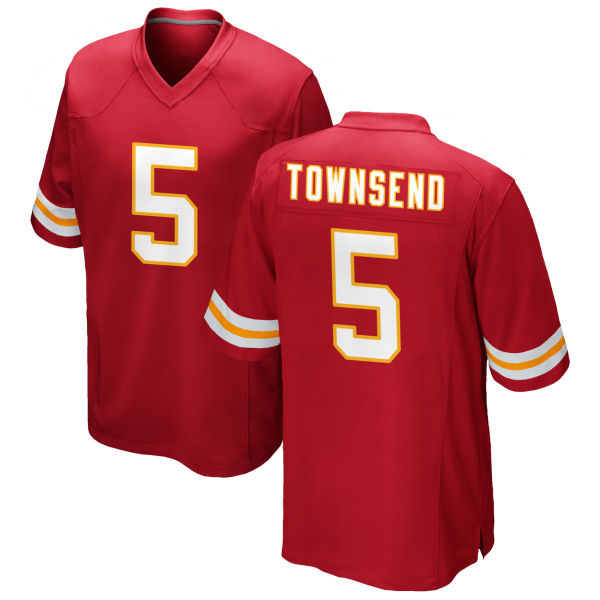 Tommy Townsend Chiefs Number 5 Red Stitched Game Football Jersey