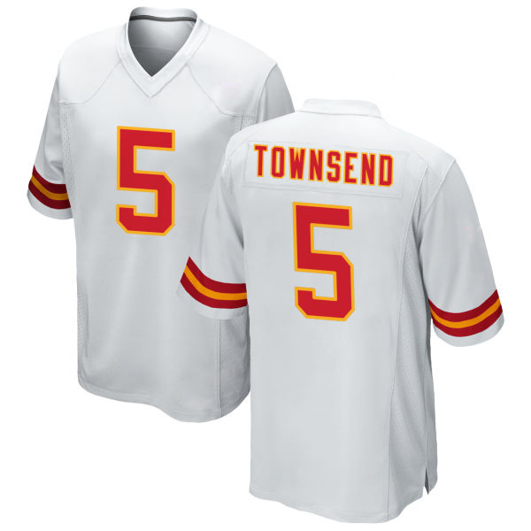 Tommy Townsend Stitched Chiefs Number 5 White Game Football Jersey