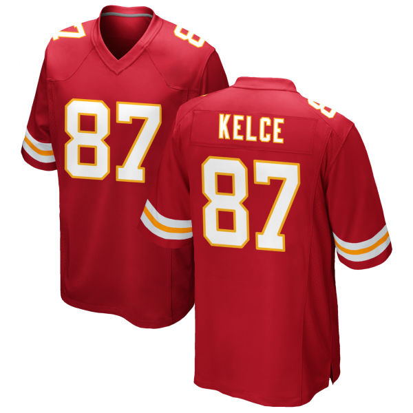 Stitched Travis Kelce Chiefs Number 87 Red Game Football Jersey