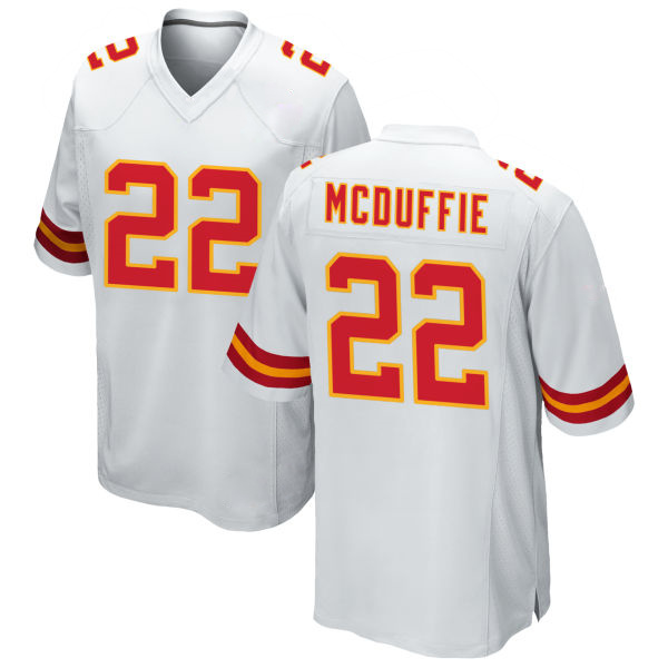 Trent McDuffie Chiefs Number 22 White Stitched Game Football Jersey